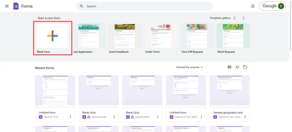 Google Forms Release Forms - Create new form