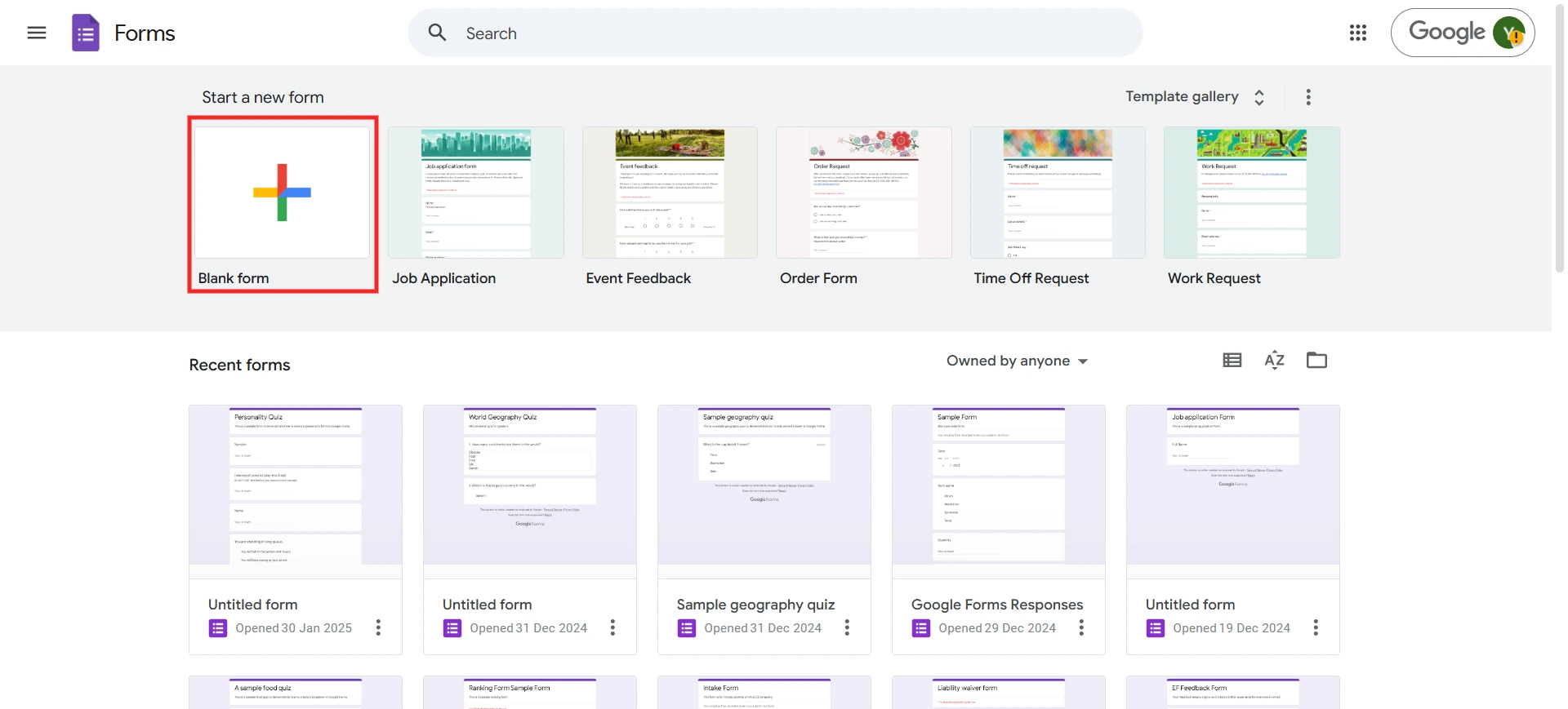 Google Forms Tutorial - Create new form
