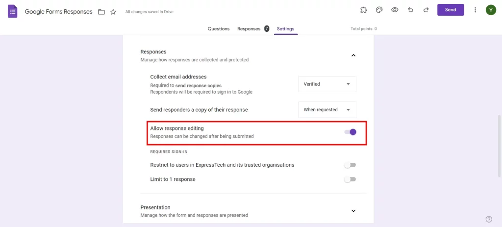 Edit Google Forms Responses - Enable responders to edit