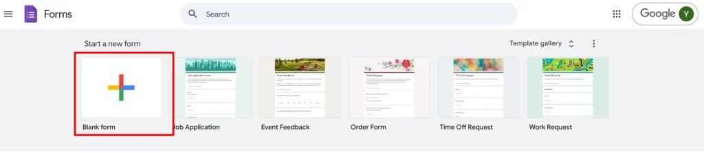 Make a Multiple Choice Grid - Create a new form