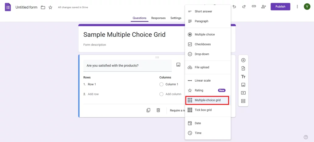 Make a Multiple Choice Grid - Mutiple Choice grid