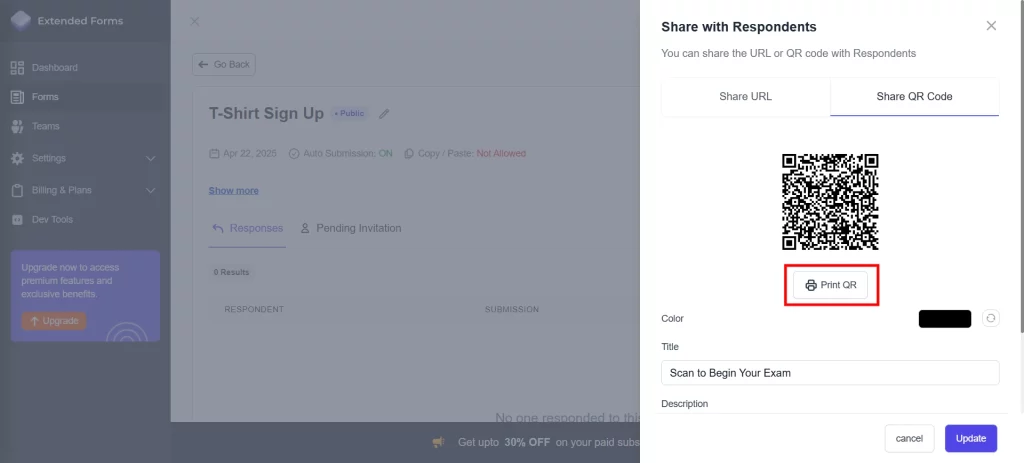 QR Code Feature - Print QR