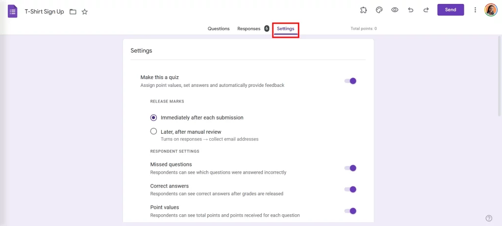 Limit Responses in Google Forms - Settings