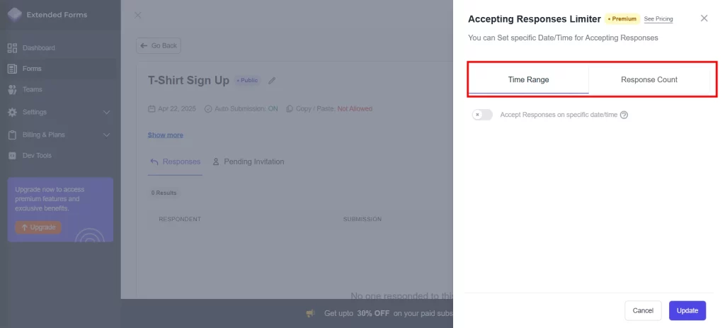 Limit Responses in Google Forms - Two different types