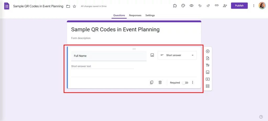 QR Codes in Event Planning - Add questions