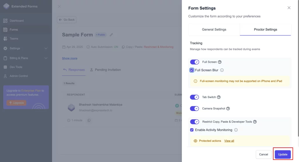 Smarter Monitoring for Online Exams - Update